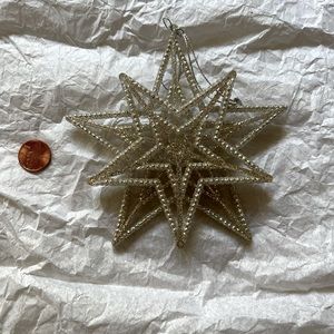 Silver gold double star ornament plastic glitter